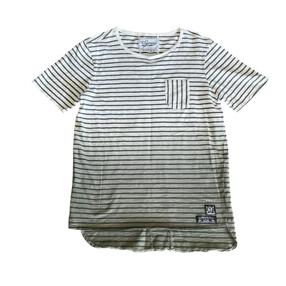 Square Zero White to Green Ombre Striped Pocket T-shirt LARGE Casual Summer - Picture 1 of 6